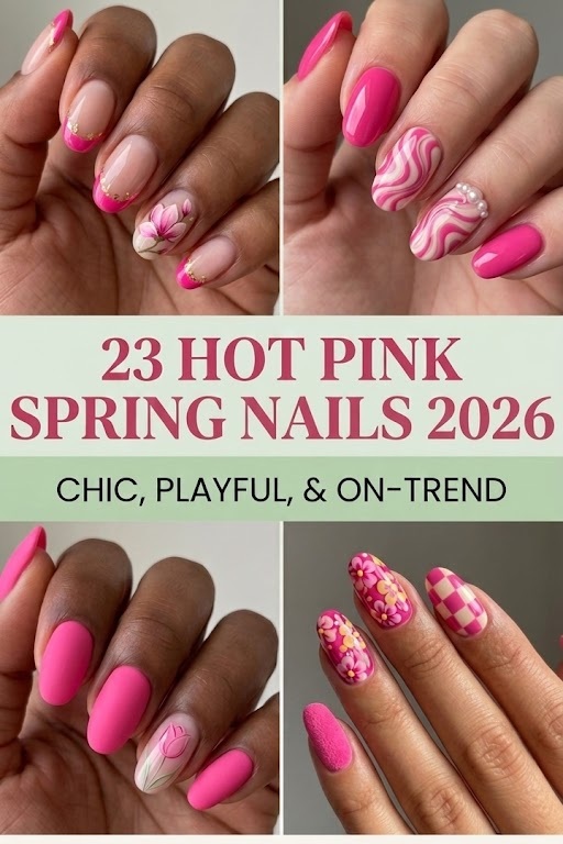 23 Spring Hot Pink Nails