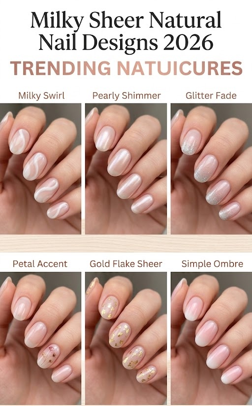 Milky Sheer Natural Nails Designs 2026