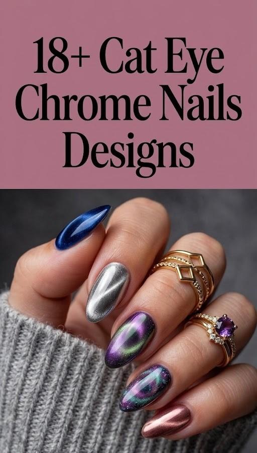 Cat Eye Chrome Nails Designs