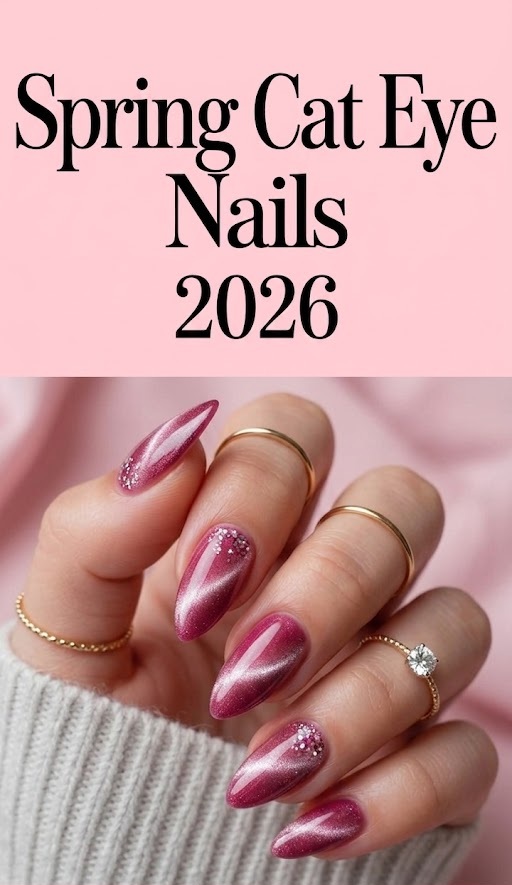 Pink Cat Eye Nail Design