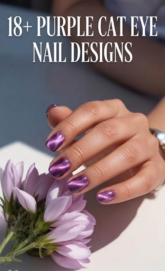 Purple Cat Eye Nail Designs