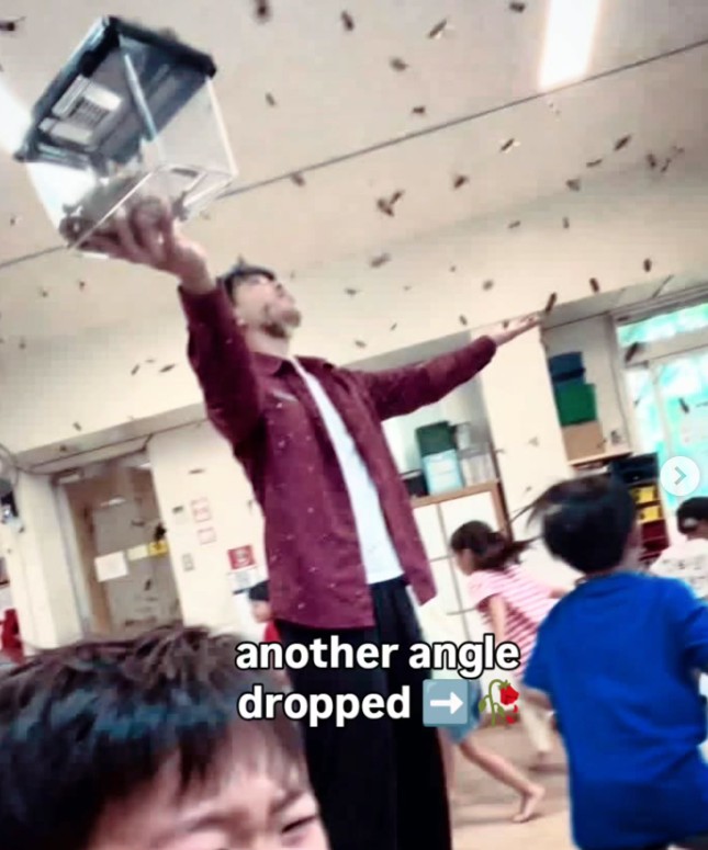 Guy Releases Insects in Class Guy Releases Insects in Class